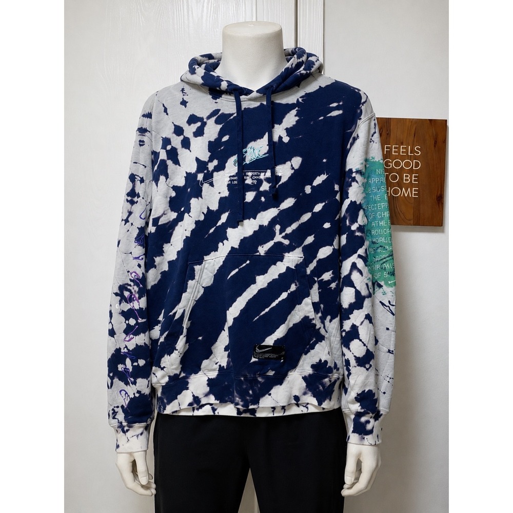Nike Men's French Terry Pullover Hoodie Obsidian Photon Dust M Tie Dye Graphic